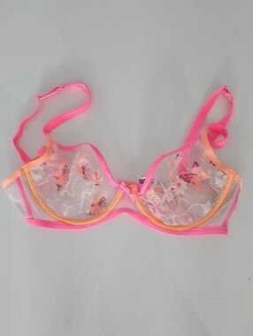 Primark Pink and Peach Sheer Embroidered Underwire Bra